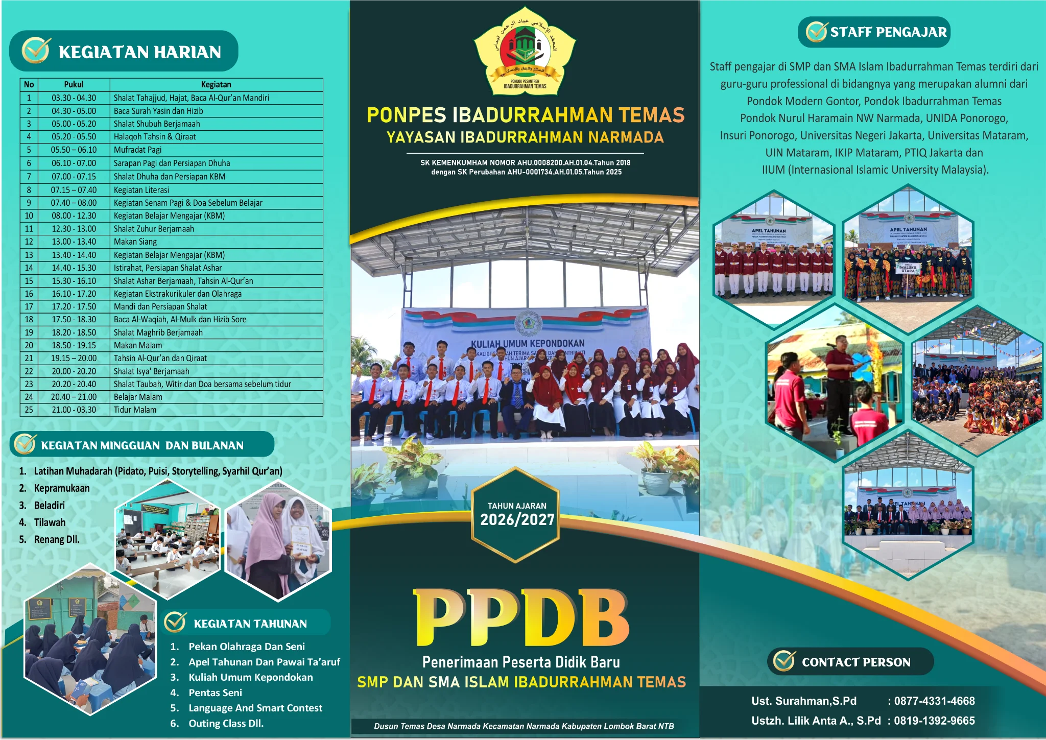 Kebersamaan guru dan santri Ibadurrahman Temas pada kuliah umum kepondokan
